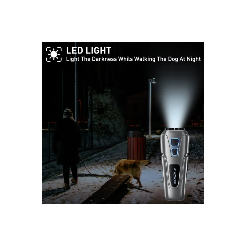 Repelente ultrasónico de perros, dispositivo disuasorio, antiladridos, Control de parada, entrenamiento de ladridos, repelente de perros de alta potencia con linterna LED