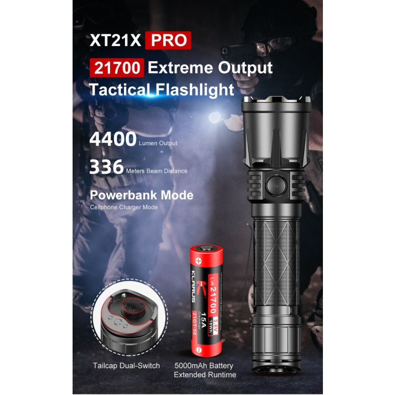 Linterna Klarus XT21X Pro XHP70.2 LED 4400 Lumens 21700
