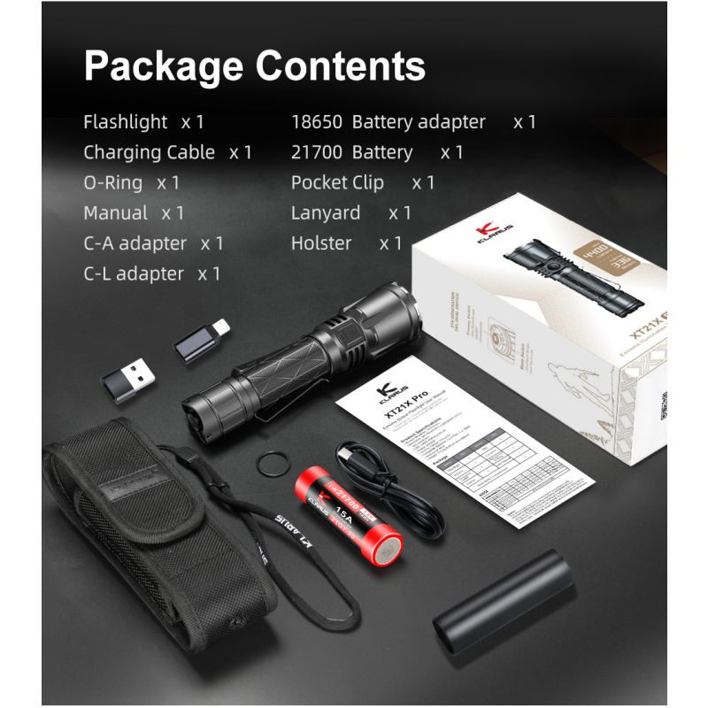 Linterna Klarus XT21X Pro XHP70.2 LED 4400 Lumens 21700