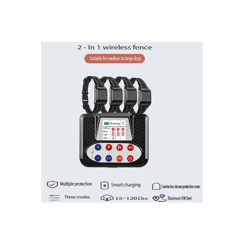 Cerca electrónica inalámbrica para mascotas, dispositivo de entrenamiento para perros inteligentes, Colla de descarga eléctrica antipérdida y antiladridos