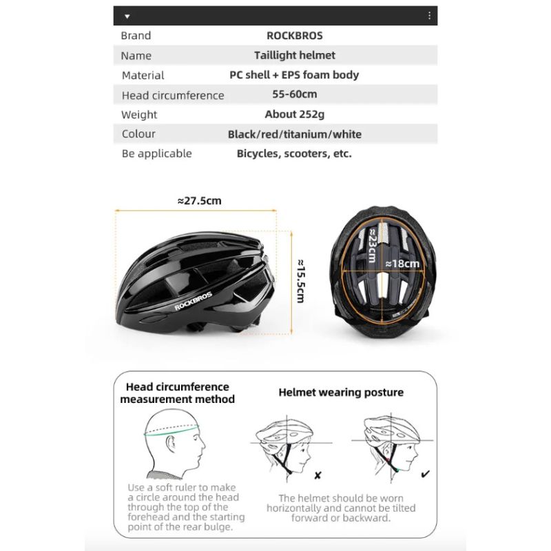 ROCKBROS-casco de bicicleta con luz trasera LED, casco de ciclismo moldeado integralmente recargable, Casco de Bicicleta de carretera MTB, casco deportivo seguro