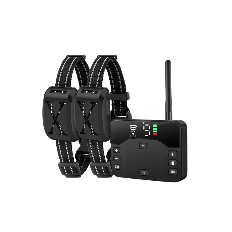 Cerca eléctrica inalámbrica para perros y Collar de entrenamiento con descarga eléctrica, control remoto con pitido ajustable, vibración, descarga recargable