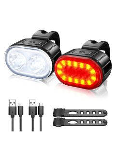 Luz de bicicleta recargable USB Luz delantera de bicicleta blanca impermeable / Luz trasera de bicicleta roja